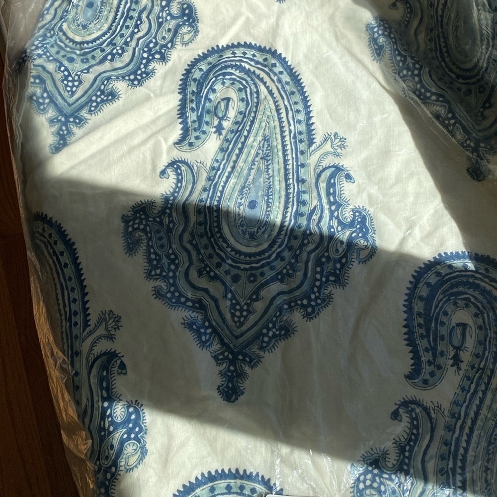 Set of 2 Pottery Barn Gabi Paisley Pillow Shams Blue Off White NEW - Picture 4 of 9